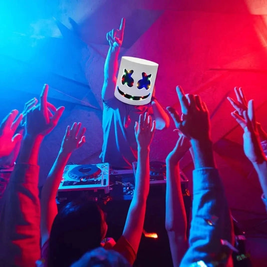 Illuminate Your Halloween: Glow-in-the-Dark LED Marshmallow Mask for Unforgettable Raves and Cosplay!