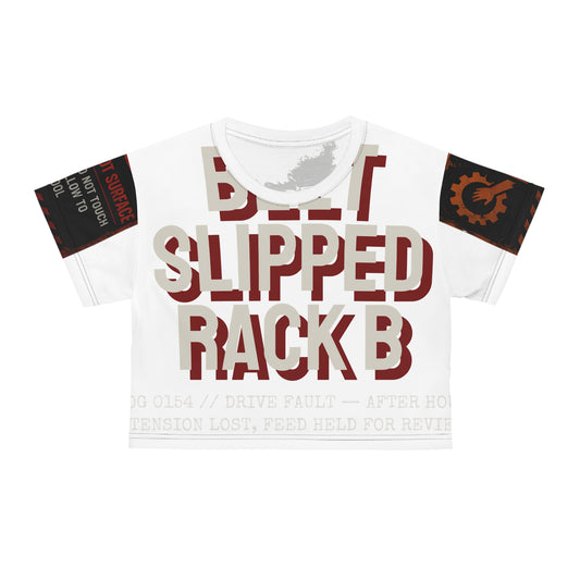 Belt Slipped 0154 Crop Tee (AOP) — Charcoal