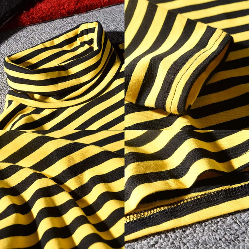Black and white striped men's crewneck tee by Hotmiss, featuring soft cotton-spandex fabric and long sleeves for comfortable style.