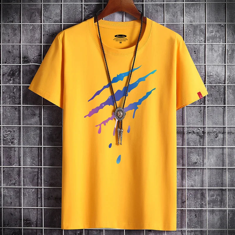 Men's vintage graphic T-shirt from PressureDen.store, oversized anime and goth style, summer 2022 fashion, manga-inspired design.