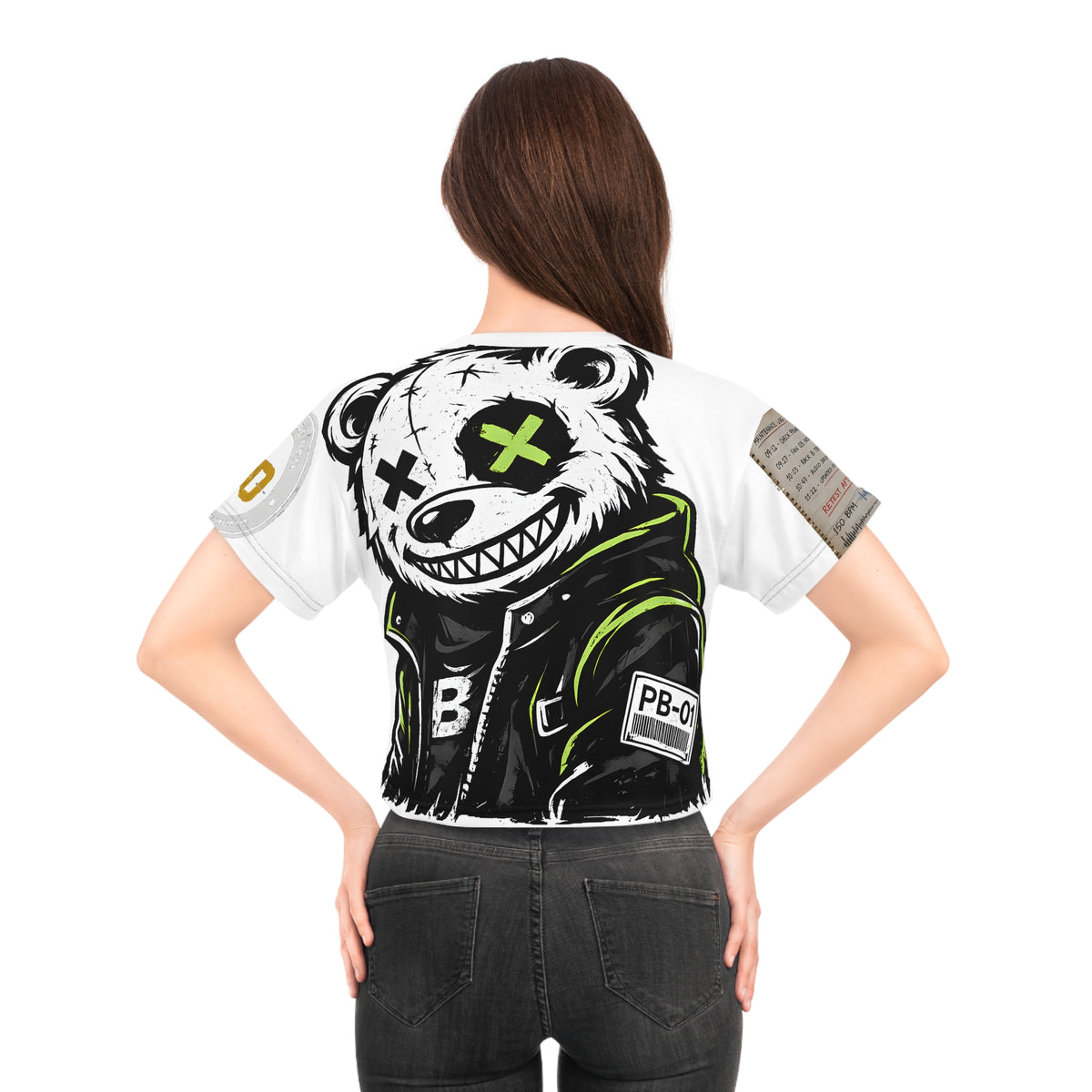 Rated 190 dB Crop Tee (AOP) — Charcoal, SAFETY