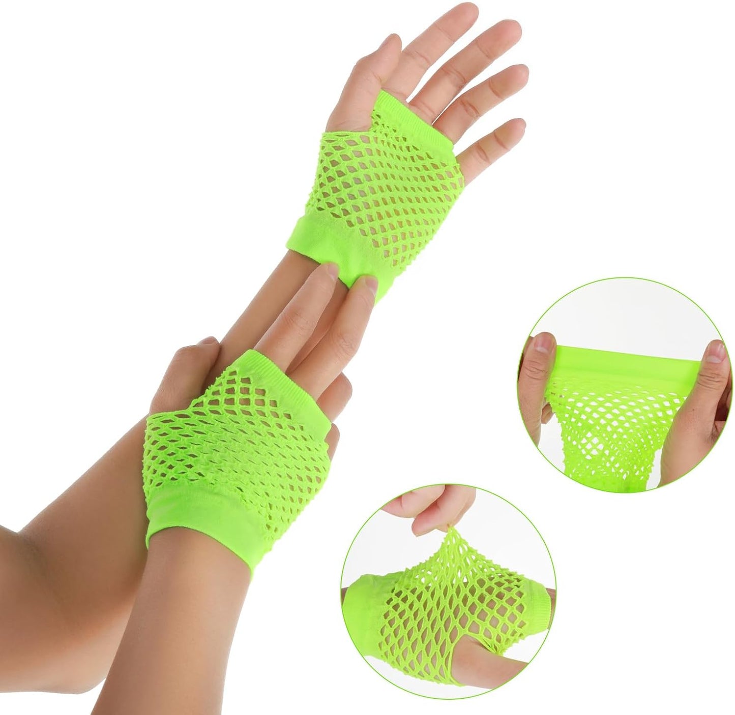 2 Pairs Fishnet Gloves Fingerless 80S Short Fishnet Gloves Women Fish Net Glove Emo Goth 80S Scene Accessories