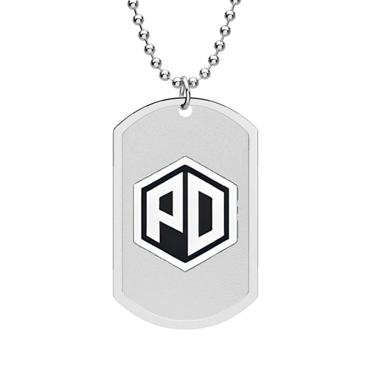 Hexagon PD Logo Dog Tag Necklace — Engraved Military-Style Pendant