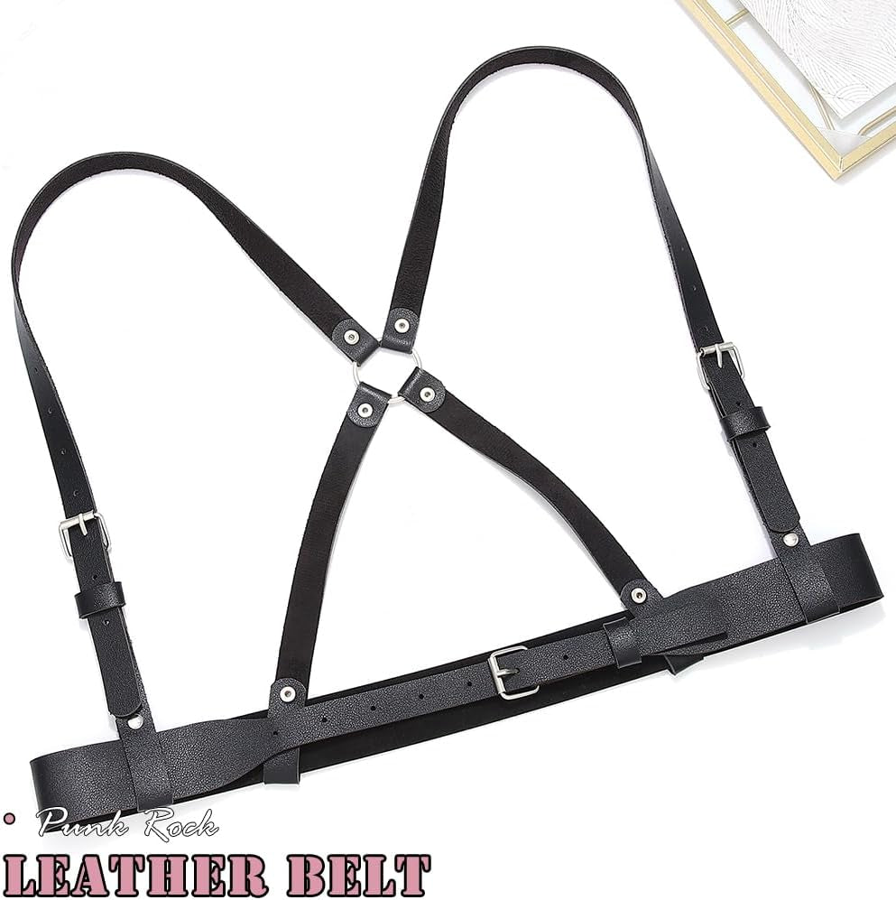 plus Size Leather Harness Belt Goth High Waist Belt Fshion Black Body Harness Rave Pu Chest Accessories for Women