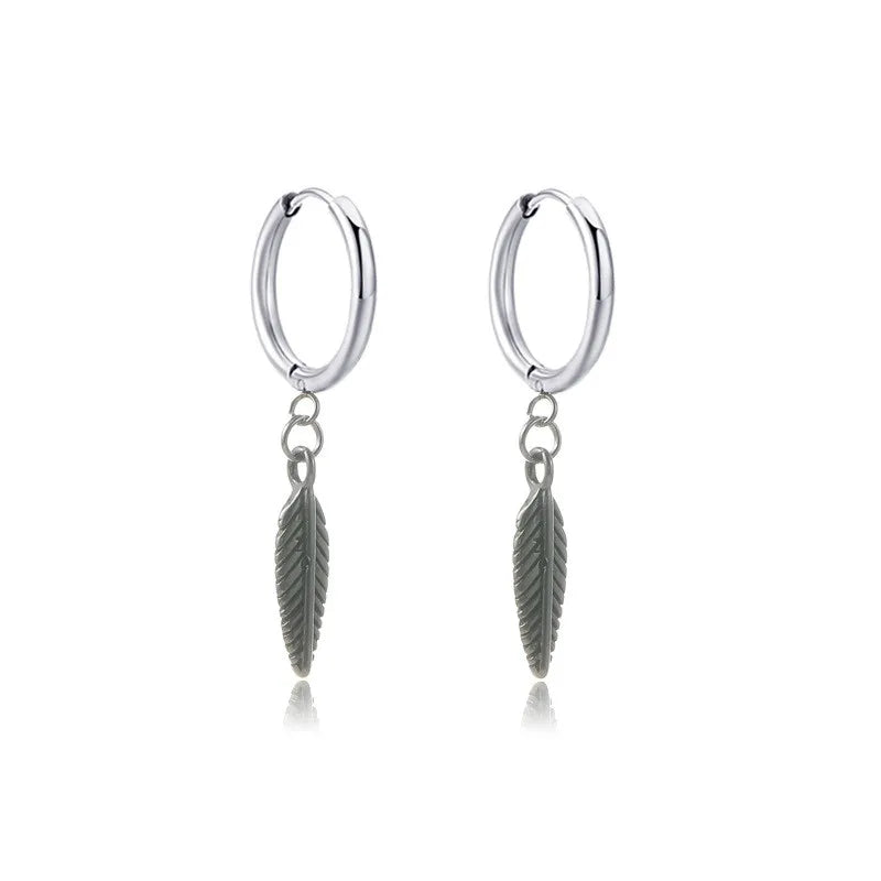 New Punk Stainless Steel Chain Hoop Earrings for Women Men 2021 Trendy Goth Pop Hip Hop Pendants Ear Jewelry Accessories Earring