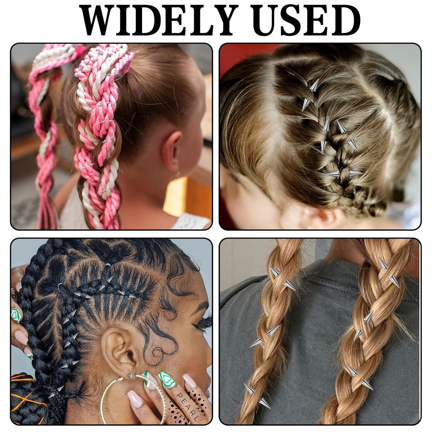 Set of 20 edgy goth hair clips with punk spiked metal design for unique hairstyles and alternative fashion by HINGTAI.