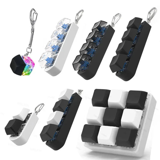 Transparent Fidget Keyboard Keycaps - DIY Anti-Anxiety Party Toy in Black & White