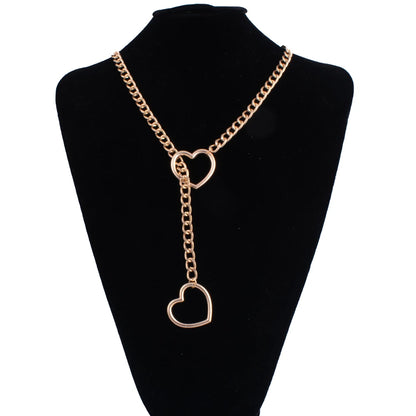 Stylish heart slip chain choker necklace featuring punk rock goth jewelry style for women, with a sleek design and heart embellishment.