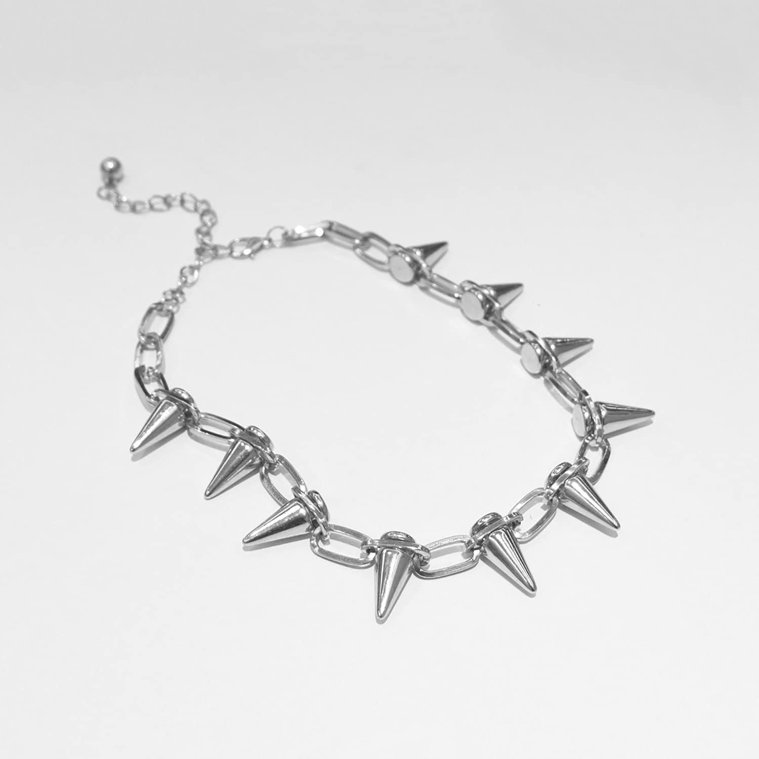 Spike Necklace Spike Choker Rivet Goth Necklaces Chokers with Spikes and Chain Streetwear Vintage Punk Necklace for Women Men