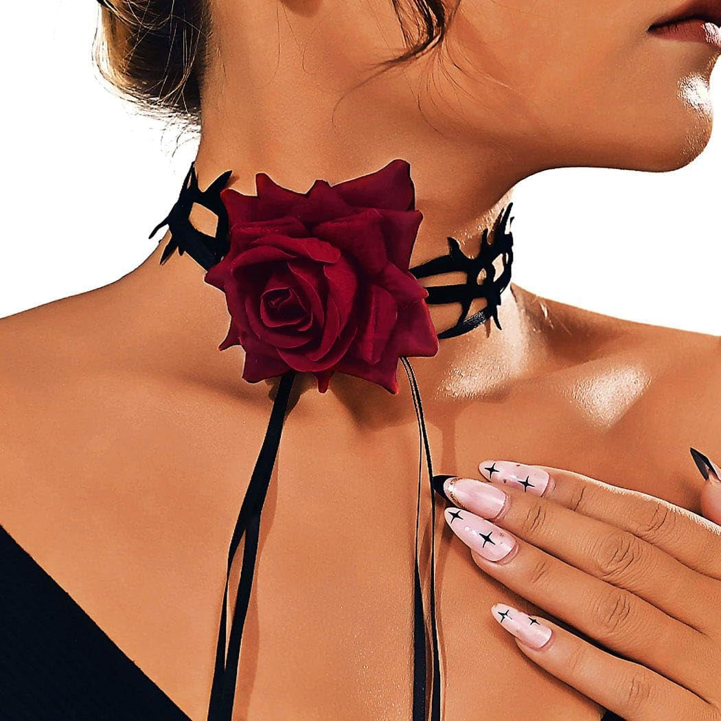 Flower Choker Necklace Black Velvet Necklaces Halloween Floral Choker Jewelry Accessories for Women