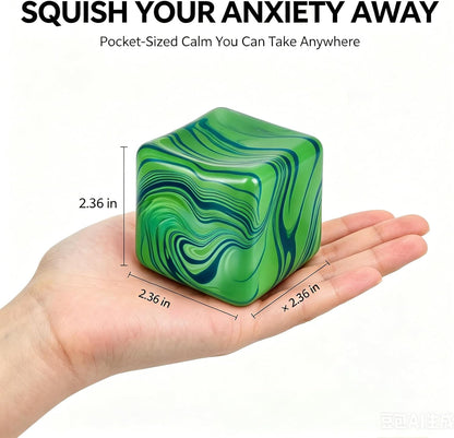Ultimate Stress Relief Fidget Toy - Squishy Stress Cube & Balls for Kids & Adults - Perfect for Autism & Classroom Prizes (Green)
