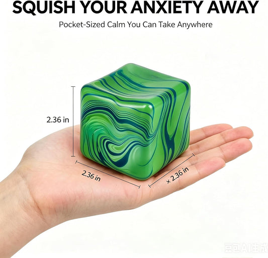 Ultimate Stress Relief Fidget Toy - Squishy Stress Cube & Balls for Kids & Adults - Perfect for Autism & Classroom Prizes (Green)