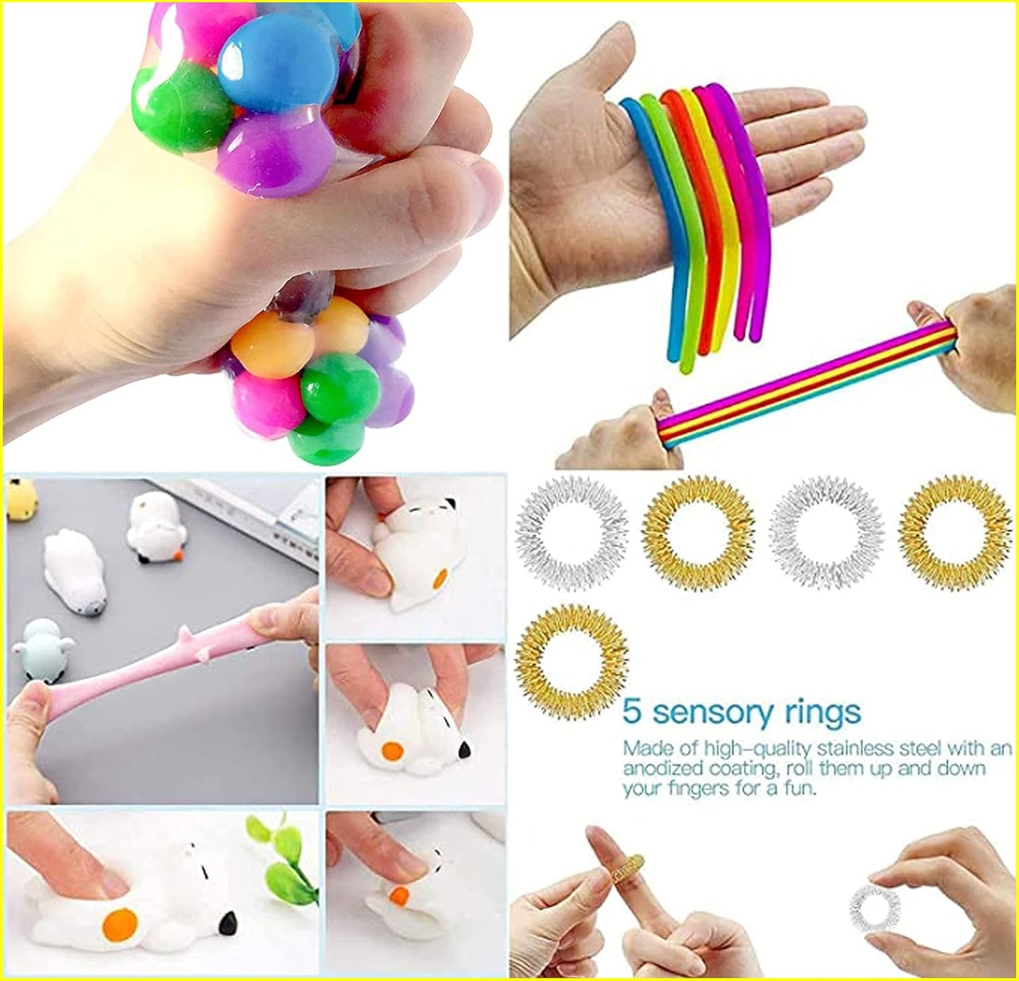33-Piece Sensory Fidget Toy Set - Stress Relief for Kids with Pop & Dimple Fidgets, Ball Tube, Spinner & More!