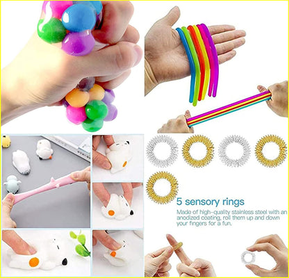 33-Piece Sensory Fidget Toy Set - Stress Relief for Kids with Pop & Dimple Fidgets, Ball Tube, Spinner & More!