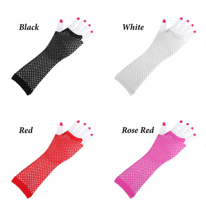 Edgy Fishnet Fingerless Gloves for Women - Punk Goth Hollow Out Disco Style