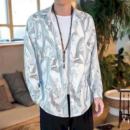 Long sleeve goth shirt for men and women featuring lightning design, Korean Harajuku style, perfect for spring and autumn fashion.