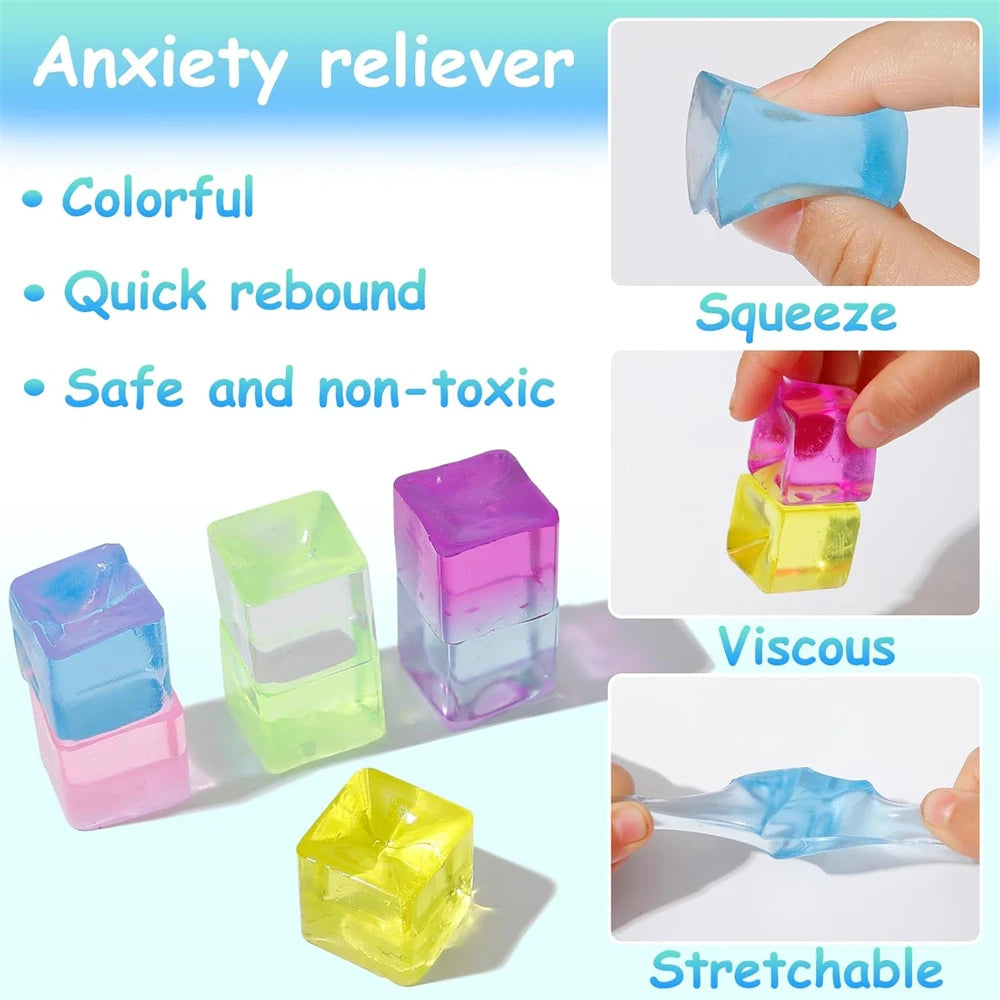 Kawaii Mini Squishy Ice Block Stress Balls - Stress Relief Squeeze Toy (1/3/5/10 PCS)
