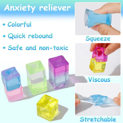 Kawaii Mini Squishy Ice Block Stress Balls - Stress Relief Squeeze Toy (1/3/5/10 PCS)