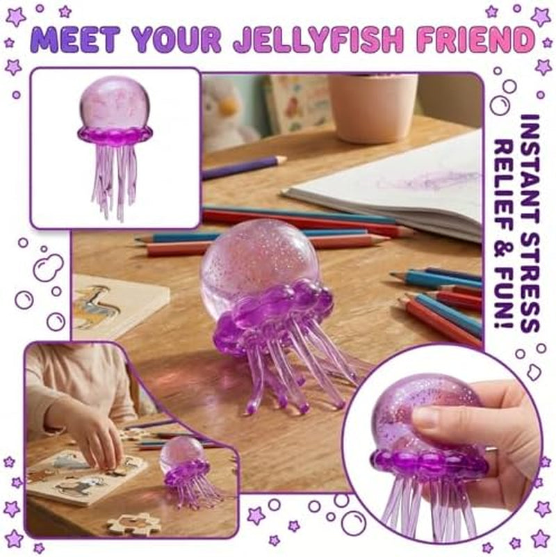 Nee Doh Jellyfish Stress Relief Squeeze Toy - Ultra Squishy & Moldable Malt Sugar Balls for Ultimate Sensory Fun (#Purple)