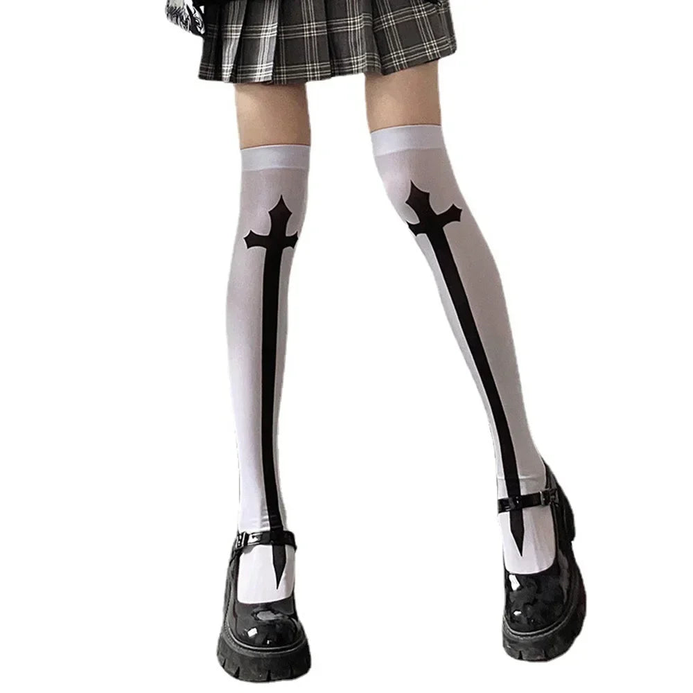 Gothic Big Spider Silk Stockings - Vintage Dark Fishnet Pantyhose for Emo & Alternative Styles