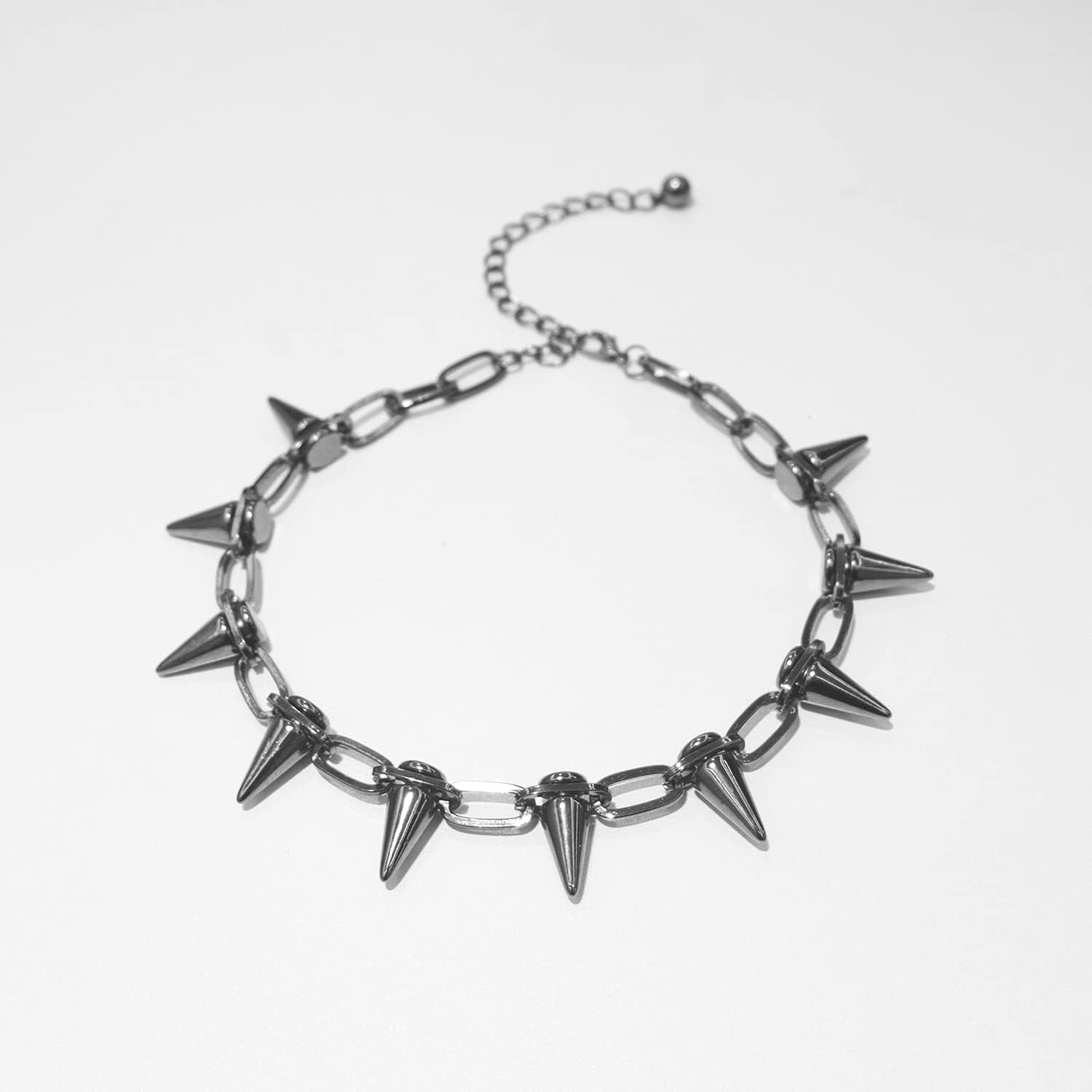Spike Necklace Spike Choker Rivet Goth Necklaces Chokers with Spikes and Chain Streetwear Vintage Punk Necklace for Women Men