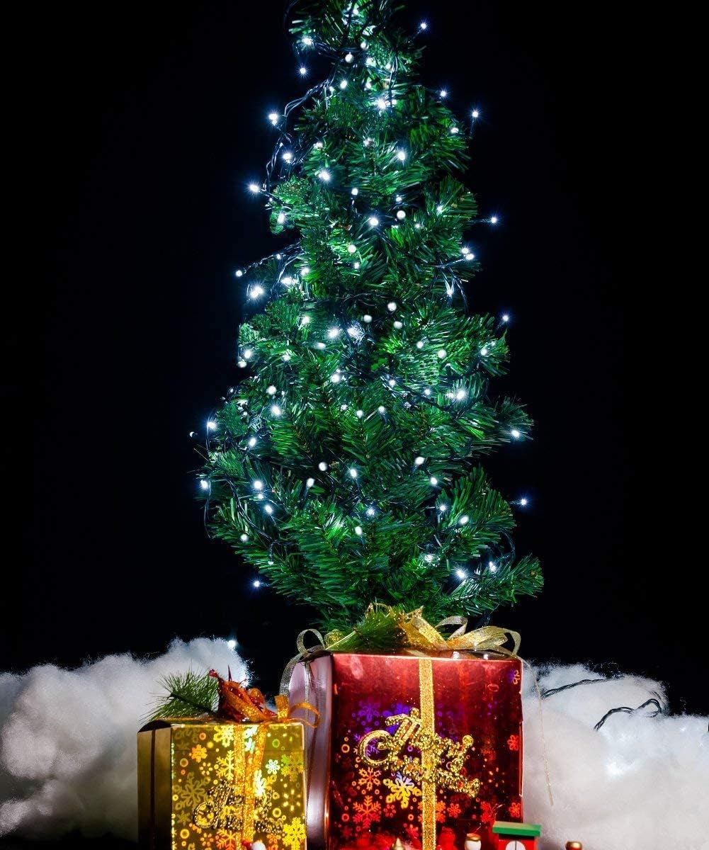 Black and White Christmas Decorations, Black Christmas Lights 33Ft 100 LED with Memory Function, 8 Modes Gothic String Lights for Tree, Goth Home, Indoor Outdoor