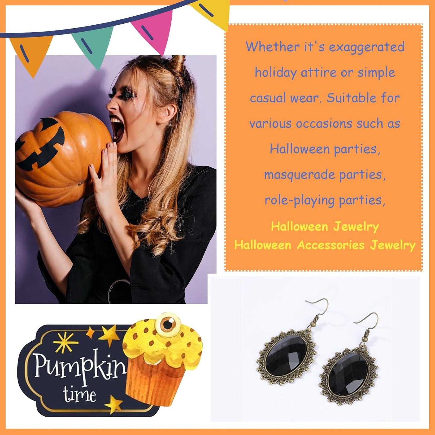 Gothic Earrings for Women Goth Pirate Earrings Vampire Accessories Witch Costume Punk Jewelry for Women Halloween Costume Accessories
