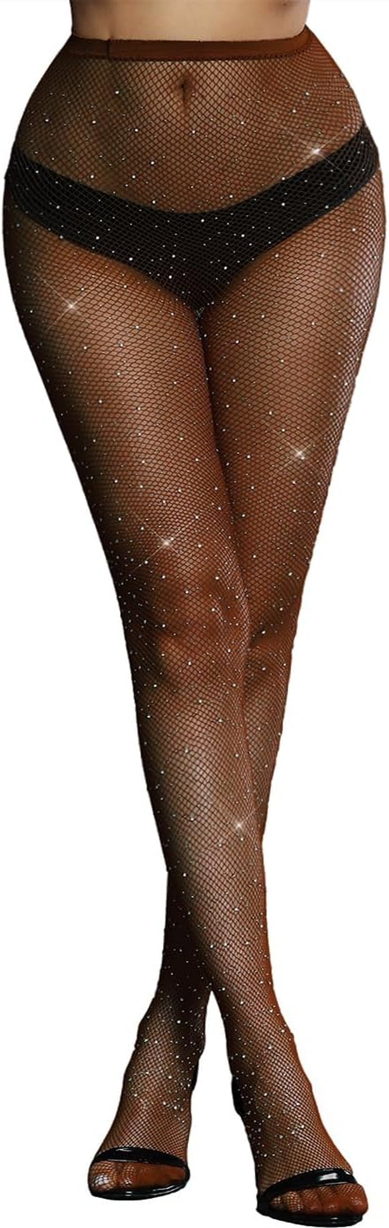 Shimmering Rhinestone Fishnet Stockings for Women - Sparkly Glitter Tights