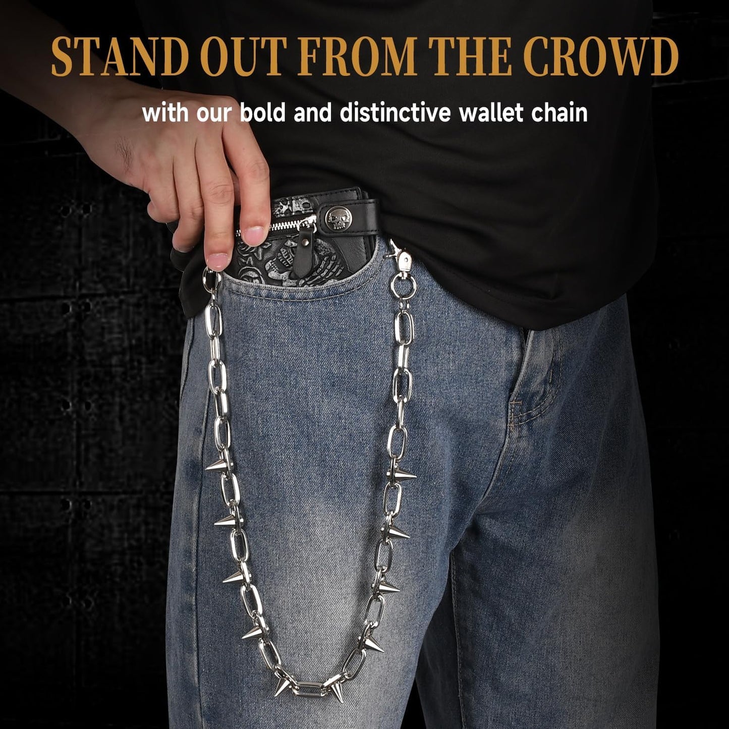 Wallet Chain Pants Chain Hip Hop Punk Jeans Chain Key Chain Goth Heavy Rivet Accessories for Women Men