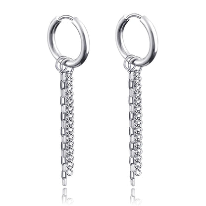 New Punk Stainless Steel Chain Hoop Earrings for Women Men 2021 Trendy Goth Pop Hip Hop Pendants Ear Jewelry Accessories Earring
