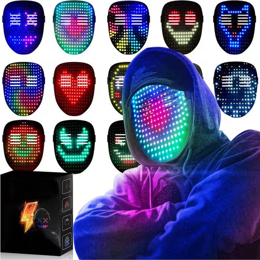 Transform Your Look with the LED Gesture Sensing Glow Mask - Perfect for Halloween, Raves, and Masquerades!