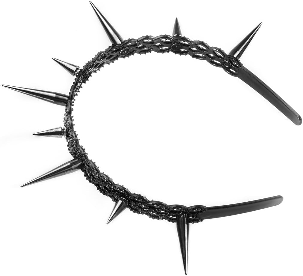 Gothic Crown Spike Headband for Women，Goth Spiky Dark Wicked Queen Headpiece， Black Tiaras Witch Costume Jewelry Accessories ，Halo Hair Hoop for Cosplay Halloween (Balck Headband)