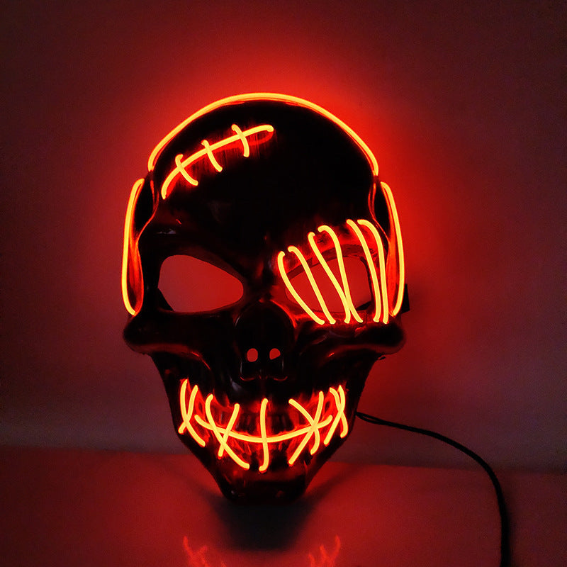 Glowing One-Eyed Pirate Mask for Halloween - LED EL Wire Cosplay Mask for Spooky Parties and Festivals