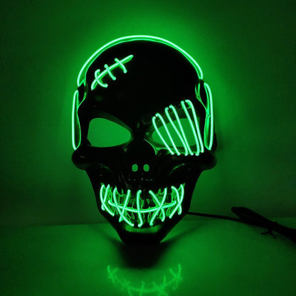 Glowing One-Eyed Pirate Mask for Halloween - LED EL Wire Cosplay Mask for Spooky Parties and Festivals