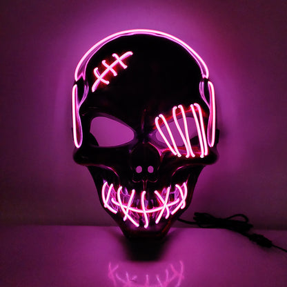 Glowing One-Eyed Pirate Mask for Halloween - LED EL Wire Cosplay Mask for Spooky Parties and Festivals