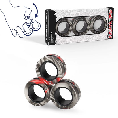 Magical 3Pcs Fidget Spinner Magnetic Ring Set - Stress Relief Toys for Adults & Kids, Perfect for Anxiety Management!