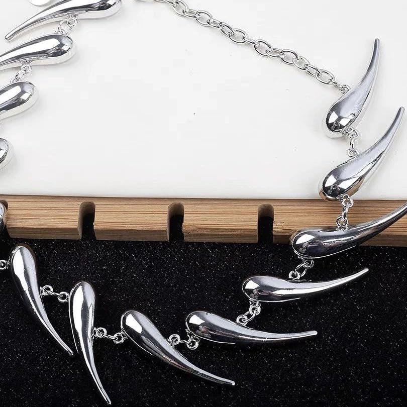 Edgy handmade silver spike choker necklace by CheeseMine featuring adjustable punk goth collar with metal spikes.