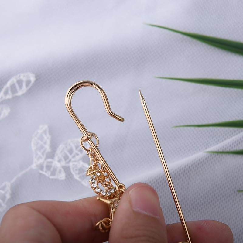 Y2K Chain Brooch Pins for Women Silver Gold Tassel Pin for Coat Collar Brooch Pin Y2K Punk Shoes Clothing Accessories