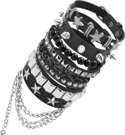 Emo Bracelets Punk Rock Studded Bracelet for Women Men Goth Leather Spiked Bracelets Emo Jewelry Accessories