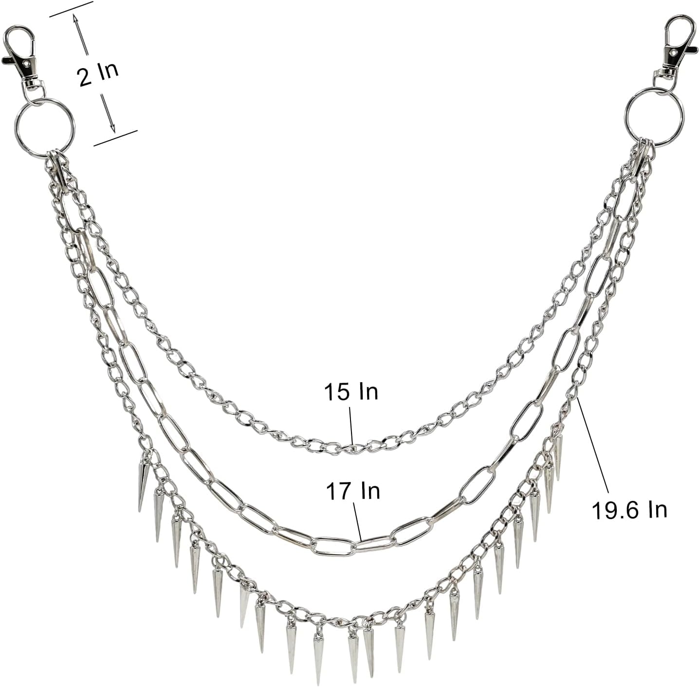 Hip Hop Punk Pants Chain Wallet Chain, Unisex Rivet Spike Jeans Pocket Chain Goth Belt Chain for Women Men Biker Rocker Pants Accessories