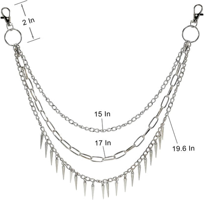 Hip Hop Punk Pants Chain Wallet Chain, Unisex Rivet Spike Jeans Pocket Chain Goth Belt Chain for Women Men Biker Rocker Pants Accessories