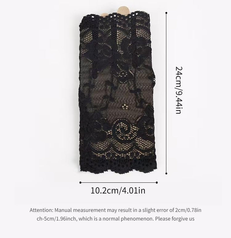 YAIZLBCA black lace fingerless gloves and velvet choker set, perfect for gothic Halloween, parties, and cosplay costumes.