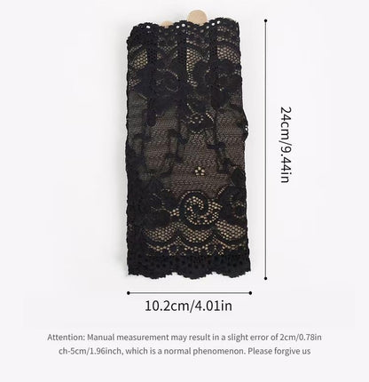 YAIZLBCA black lace fingerless gloves and velvet choker set, perfect for gothic Halloween, parties, and cosplay costumes.