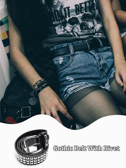 Studded Belt Punk Belt Y2K Goth Rivet Belts for Women Unisex Christmas Gift
