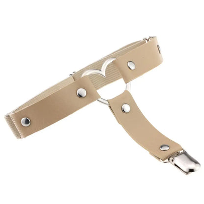 Punk Goth PU Leather Elastic Garter Belt Leg Thigh Ring Suspender Stockings Belt Leg Chain Harness Heart Body Jewelry