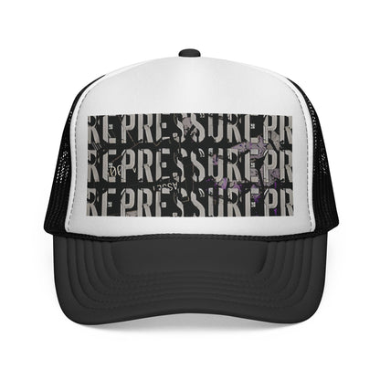 Repressure Retro Trucker Cap — Distressed "REPRESSURE" Graphic Mesh Hat