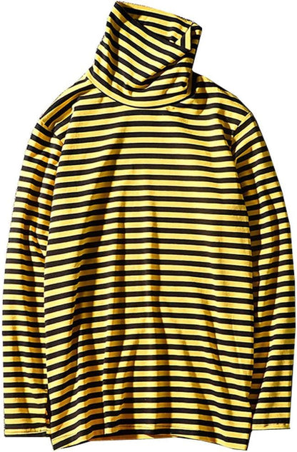 Mens Shirt Striped Black White Cotton Spandex Crewneck Long Sleeve Basic Pullover Stripe Casual Crew Tee Shirt