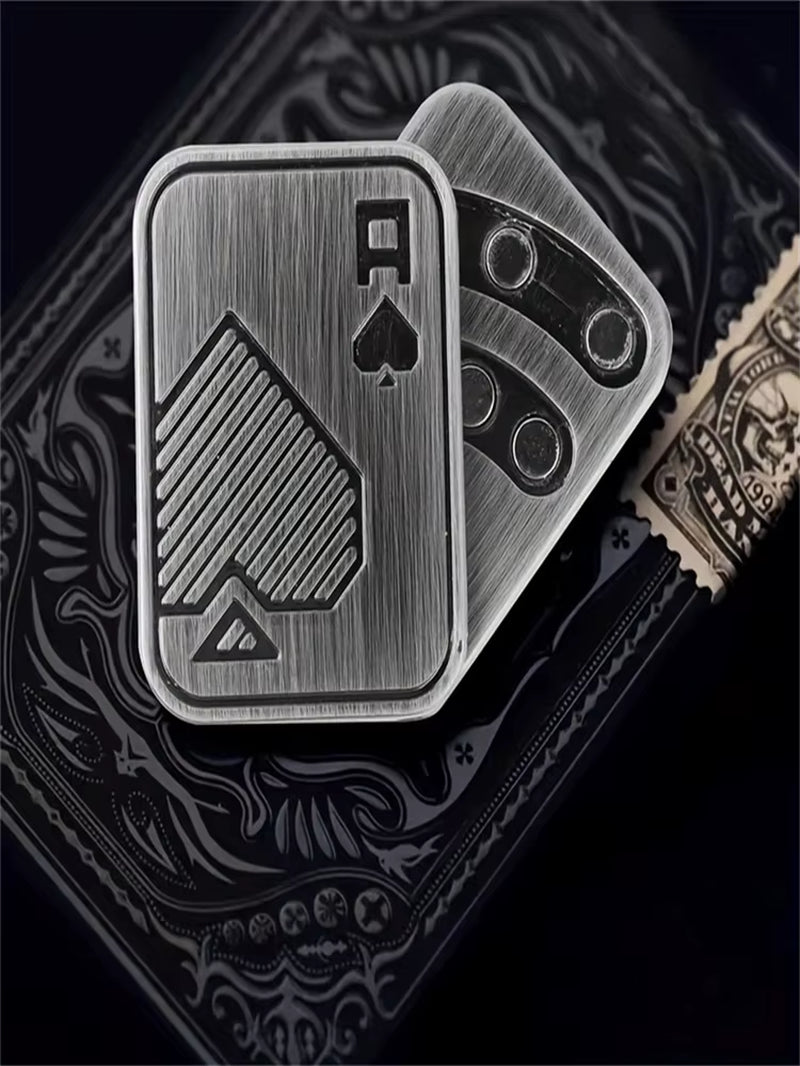 Metal Fidget Slider - Stress Relief Poker Push Card Toy for Office & Desk | Perfect Gift for Adults & Kids