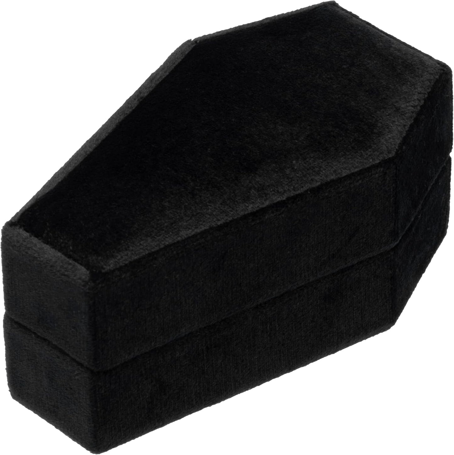 Velvet Coffin Ring Box Case Holder for Gothic Wedding Ceremony Jewelry Organizer Decorations (Black)