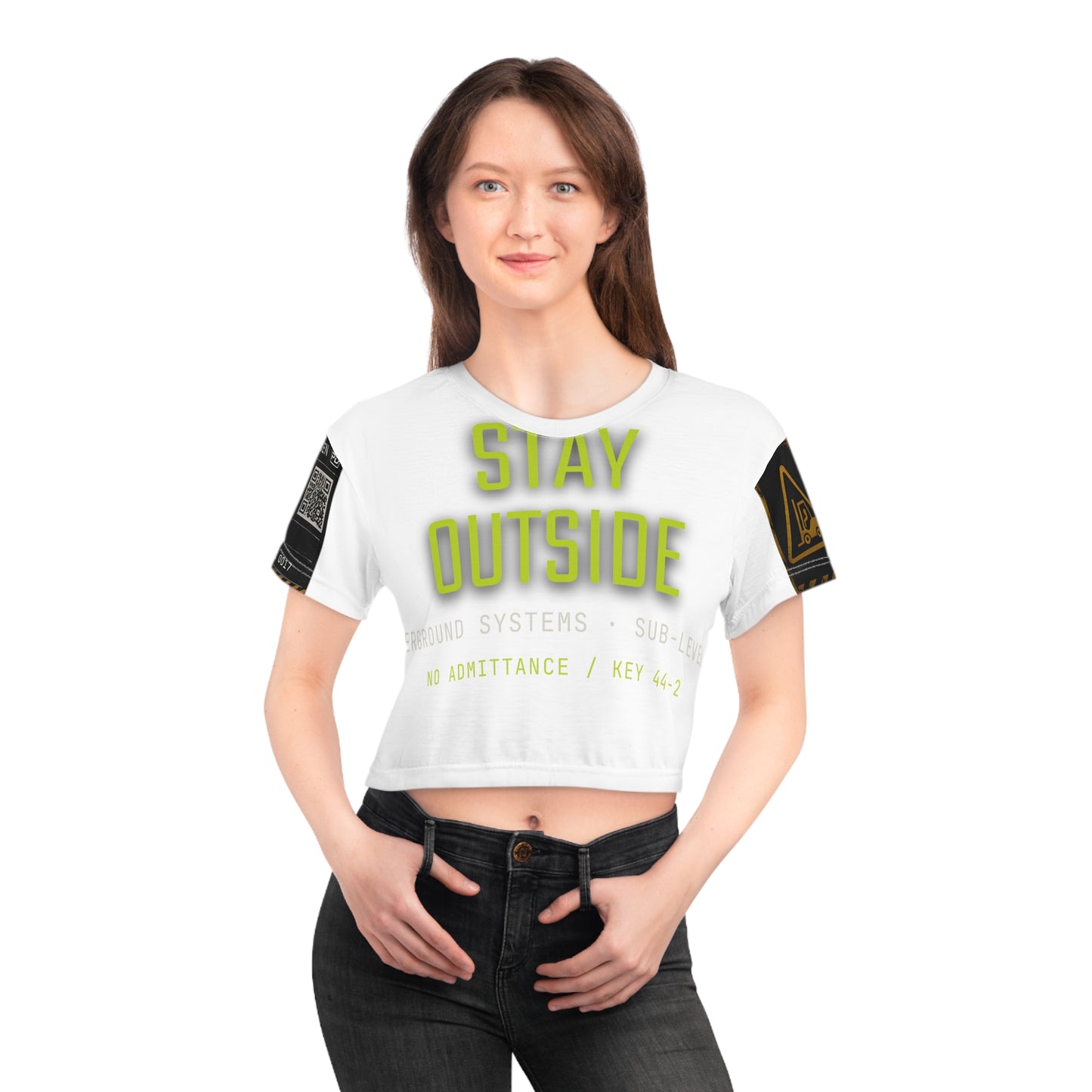 Do Not Enter Sub-Level — Crop Tee (AOP)